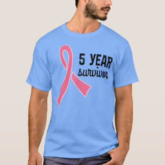 Breast Cancer 5 Year Survivor  Pink Ribbon Tee  T-shirt