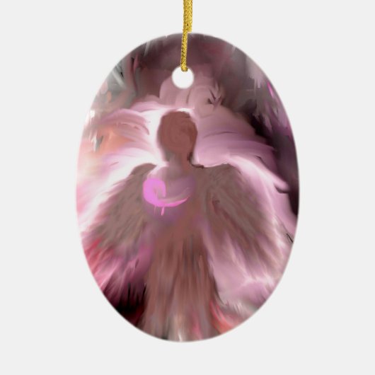 Breast Cancer Angel Keramisch Ornament (Voorkant)