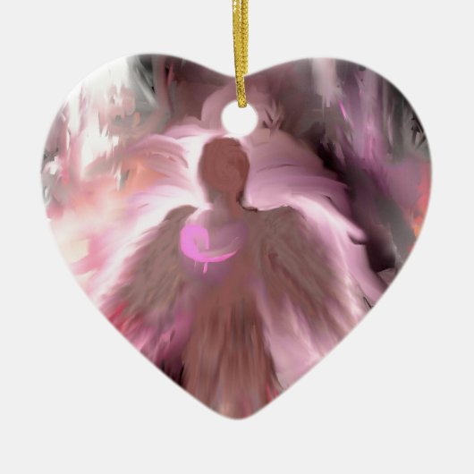 Breast Cancer Angel Keramisch Ornament (Voorkant)