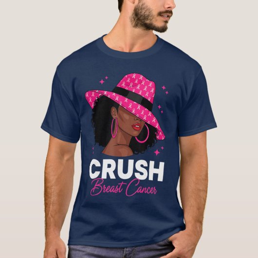 Breast Cancer Awareness African American Afro Wome T-shirt (Voorkant)
