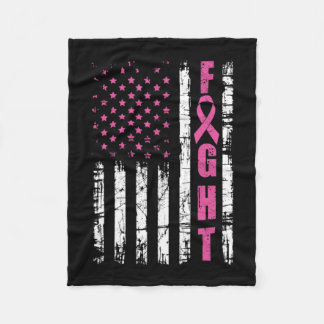 Breast Cancer Awareness American Flag Fight Pink R Fleece Deken