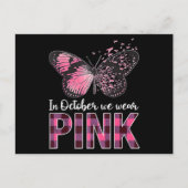 Breast Cancer Awareness Butterfly - In October We  Briefkaart (Voorkant)