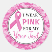 Breast Cancer Awareness Camouflage Ribbon Design Ronde Sticker (Voorkant)
