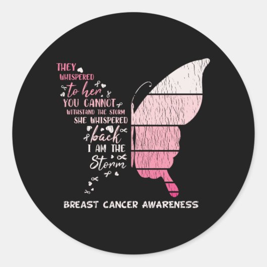 Breast Cancer Awareness Family Matching Butterfly Ronde Sticker (Voorkant)