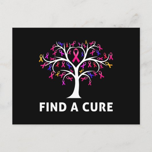 Breast Cancer Awareness Fight Find A Cure Tree Rib Briefkaart (Voorkant)