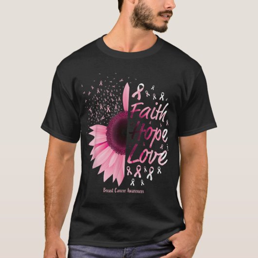 Breast Cancer Awareness Gifts Christian Faith Hope T-shirt (Voorkant)
