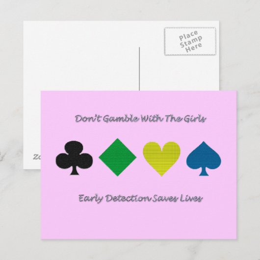 Breast Cancer Awareness/heart/diamond/club/space Briefkaart (Voorkant / Achterkant)