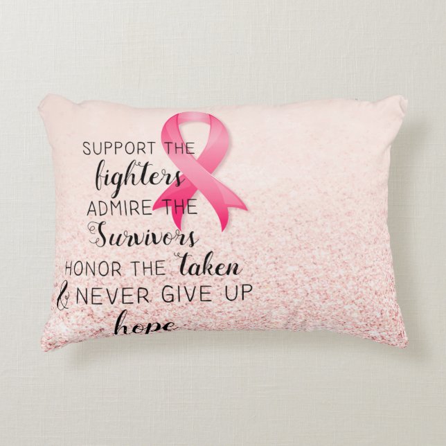 Breast Cancer Awareness Hope Inspirerend Quote Accent Kussen (Voorkant)
