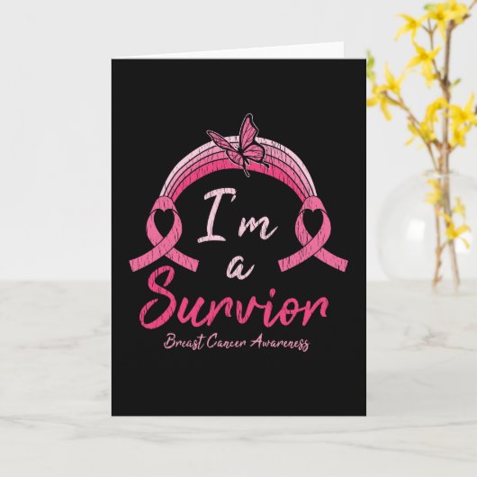 Breast Cancer Awareness I'm A Survivor Women Gift Kaart (Gele Bloem)