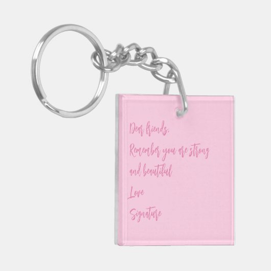 Breast Cancer Awareness maand roze offerte op maat Sleutelhanger (Voorkant Links)