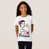 Breast Cancer Awareness Month Women's Believe Pink T-shirt (Voorkant volledig)