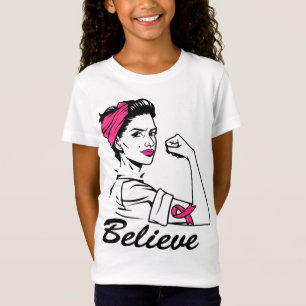 Breast Cancer Awareness Month Women's Believe Pink T-shirt