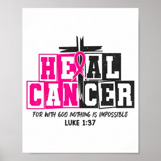 Breast Cancer Awareness Nk Ribbon Heal Cancer Chri Poster (Voorkant)