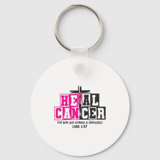 Breast Cancer Awareness Nk Ribbon Heal Cancer Chri Sleutelhanger (Voorkant)