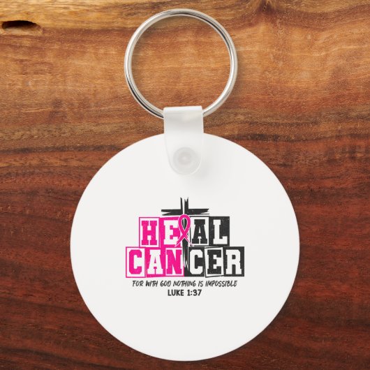 Breast Cancer Awareness Nk Ribbon Heal Cancer Chri Sleutelhanger (Voorkant)