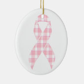 Breast Cancer Awareness Plaid Pink Ribbon Keramisch Ornament (Rechts)