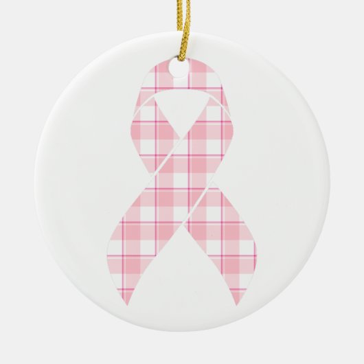 Breast Cancer Awareness Plaid Pink Ribbon Keramisch Ornament (Voorkant)