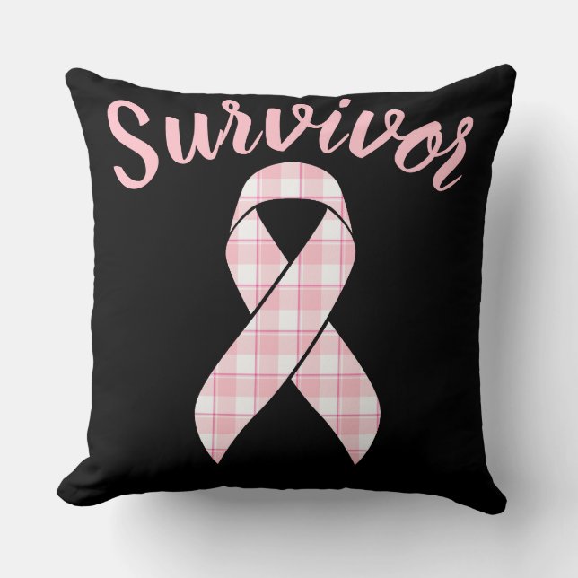 Breast Cancer Awareness Plaid Pink Ribbon Kussen (Voorkant)