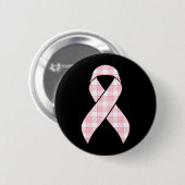 Breast Cancer Awareness Plaid Pink Ribbon Ronde Button 5,7 Cm (Voorkant /achterkant)