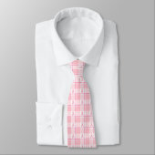 Breast Cancer Awareness Plaid Pink Ribbon Stropdas (Gebonden)