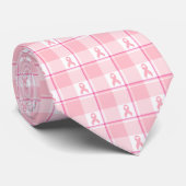 Breast Cancer Awareness Plaid Pink Ribbon Stropdas (Opgerold)