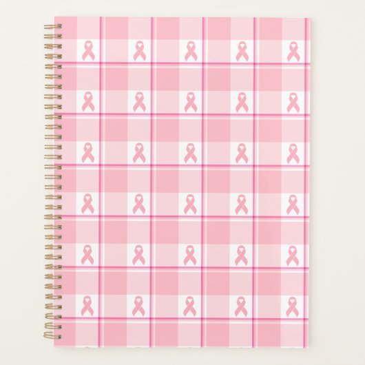 Breast Cancer Awareness Plaid Planner, Pink Ribbon Planner (Voorkant)