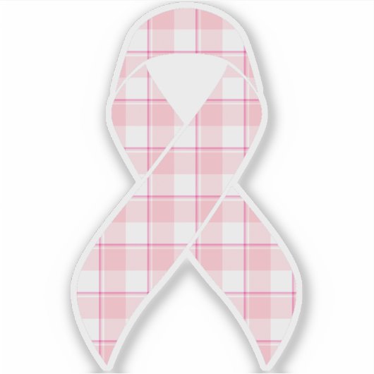 Breast Cancer Awareness Plaid Ribbon Pink Sticker (Voorkant)