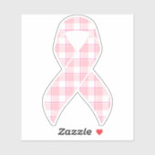 Breast Cancer Awareness Plaid Ribbon Pink Sticker (Vel)
