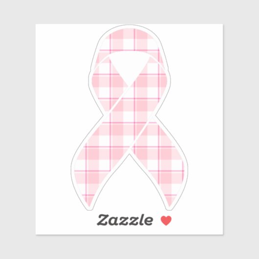 Breast Cancer Awareness Plaid Ribbon Pink Sticker (Vel)