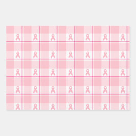 Breast Cancer Awareness Plaid Wrapping Paper, Pink Inpakpapier Vel