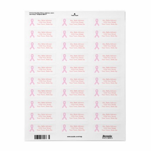 Breast Cancer Awareness Return Address Labels (Full Sheet)