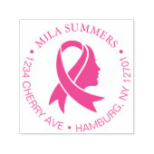 Breast Cancer Awareness Ribbon Return Address Zelfinktende Stempel (Design)