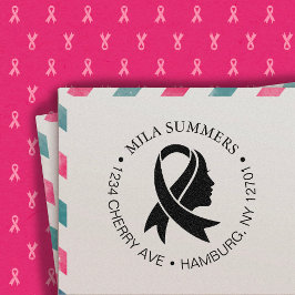 Breast Cancer Awareness Ribbon Return Address Zelfinktende Stempel