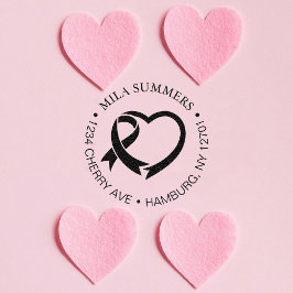 Breast Cancer Awareness Ribbon Return Address Zelfinktende Stempel