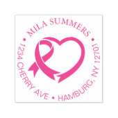 Breast Cancer Awareness Ribbon Return Address Zelfinktende Stempel (Design)