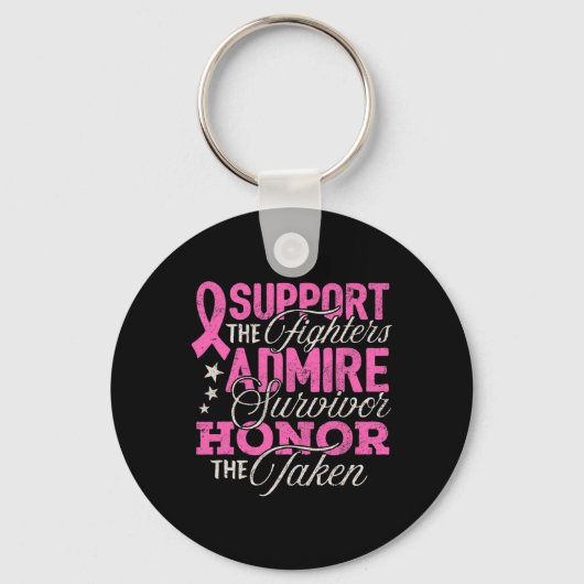 Breast Cancer Awareness Support Fighter Pink Ribbo Sleutelhanger (Voorkant)