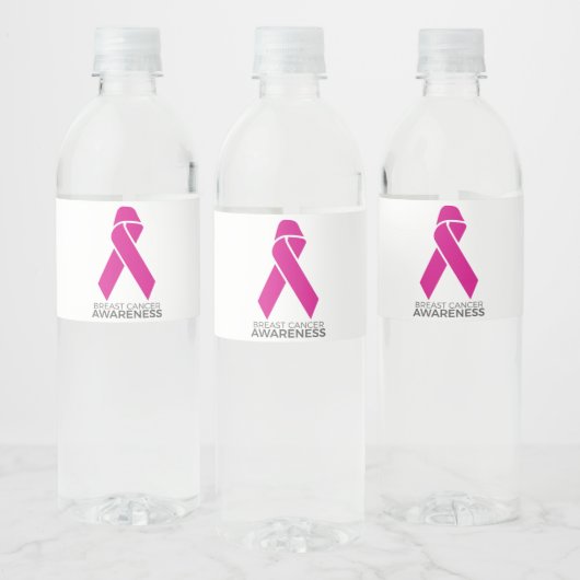 Breast Cancer Awareness Support Pink Ribbon Waterfles Etiket (Flessen)