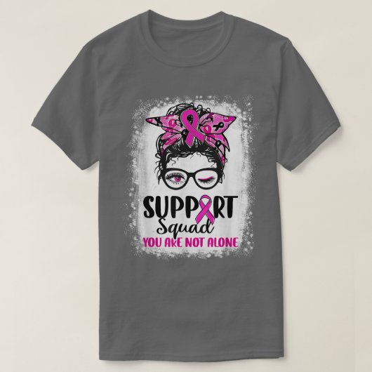 Breast Cancer Awareness Support Squad Messy Bun Pi T-shirt (Design voorkant)