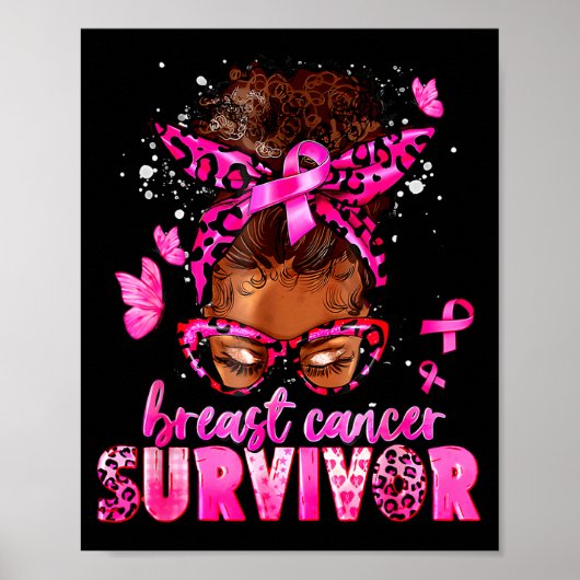 Breast Cancer Awareness Survivor Black Women Melan Poster (Voorkant)