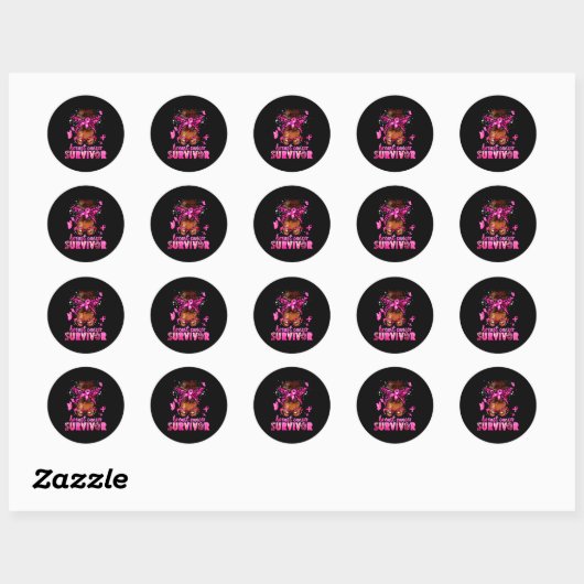 Breast Cancer Awareness Survivor Black Women Melan Ronde Sticker (Vel)