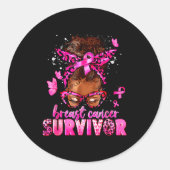 Breast Cancer Awareness Survivor Black Women Melan Ronde Sticker (Voorkant)