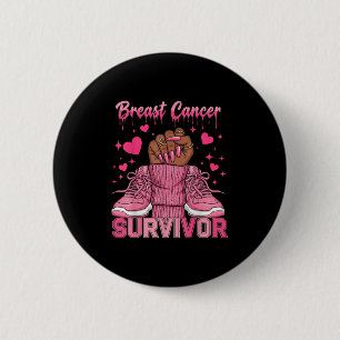 Breast Cancer Awareness Warrior Zwart Vrouwen Mela Ronde Button 5,7 Cm