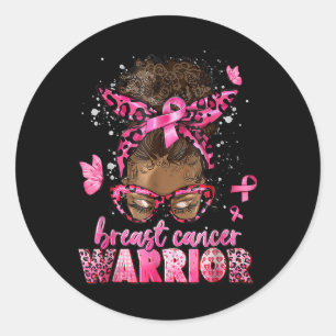 Breast Cancer Awareness Warrior Zwart Vrouwen Mela Ronde Sticker