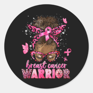 Breast Cancer Awareness Warrior Zwart Vrouwen Mela Ronde Sticker