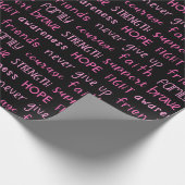 Breast Cancer Awareness Word Pattern Cadeaupapier (Hoek)