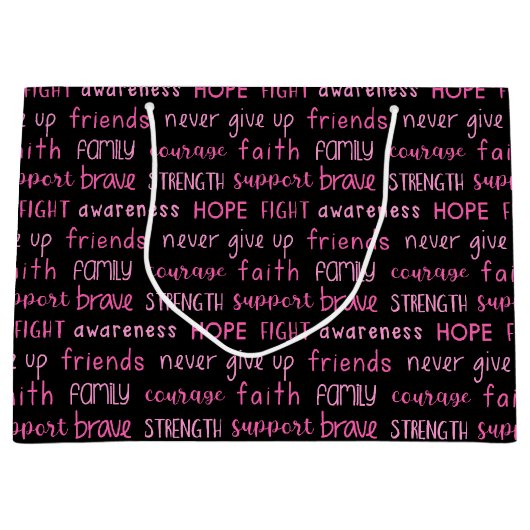 Breast Cancer Awareness Word Pattern Groot Cadeauzakje (Voorkant)