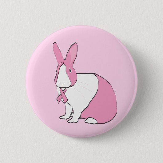 BREAST CANCER BEWUSTMAKING BUNNY RONDE BUTTON 5,7 CM (Voorkant)