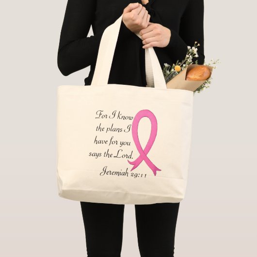 Breast Cancer bijbelroze canvas tas (Voorkant (product))