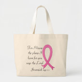 Breast Cancer bijbelroze canvas tas (Voorkant)