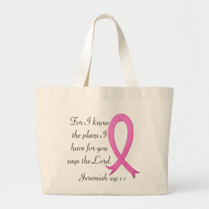Breast Cancer bijbelroze canvas tas